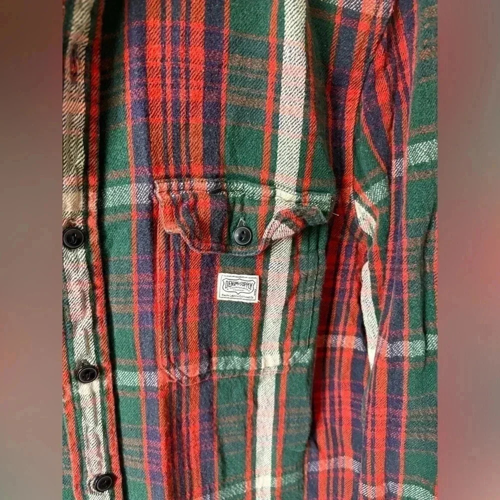 Denim & Supply Ralph Lauren Cotton Plaid Button Casual Long Sleeve Size L - Picture 6 of 10
